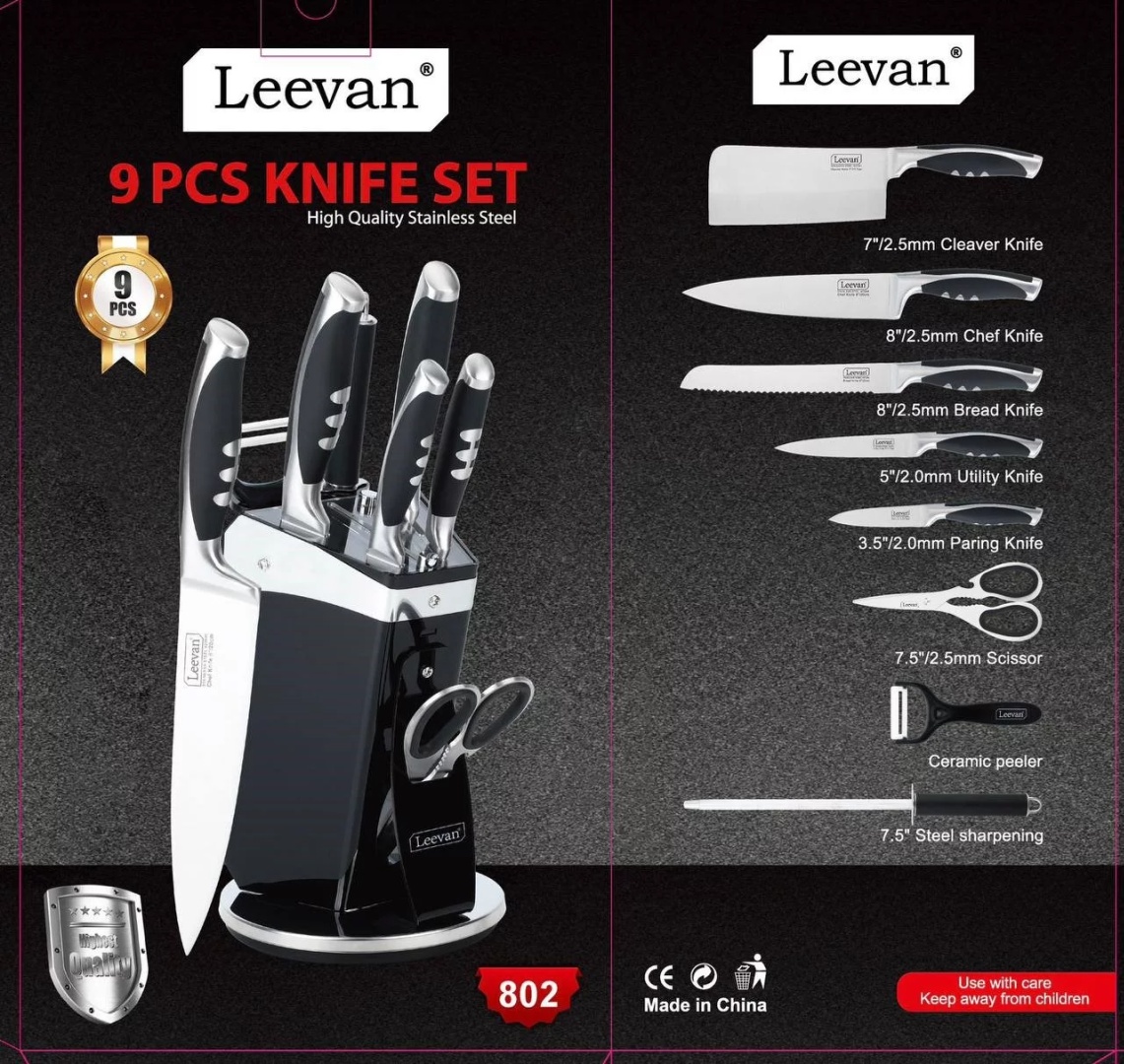 Leevan набор ножей Leevan 802 LV802, лезвие: нержавеющая сталь 9 шт