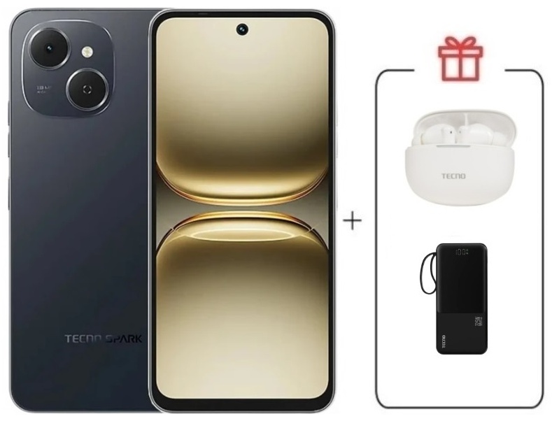 Смартфон TECNO SPARK 40C 8 ГБ/128 ГБ черный + подарок