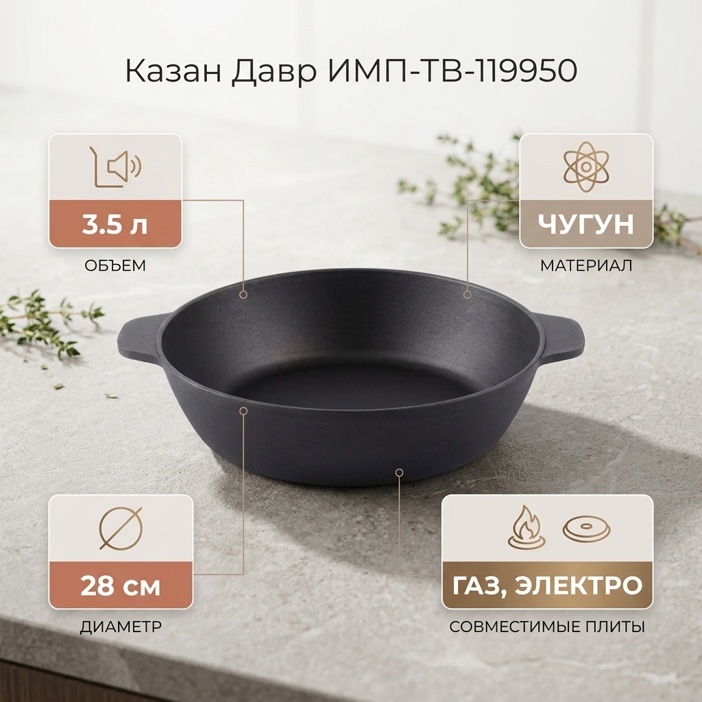 Жаровня 3.5 л, чугун