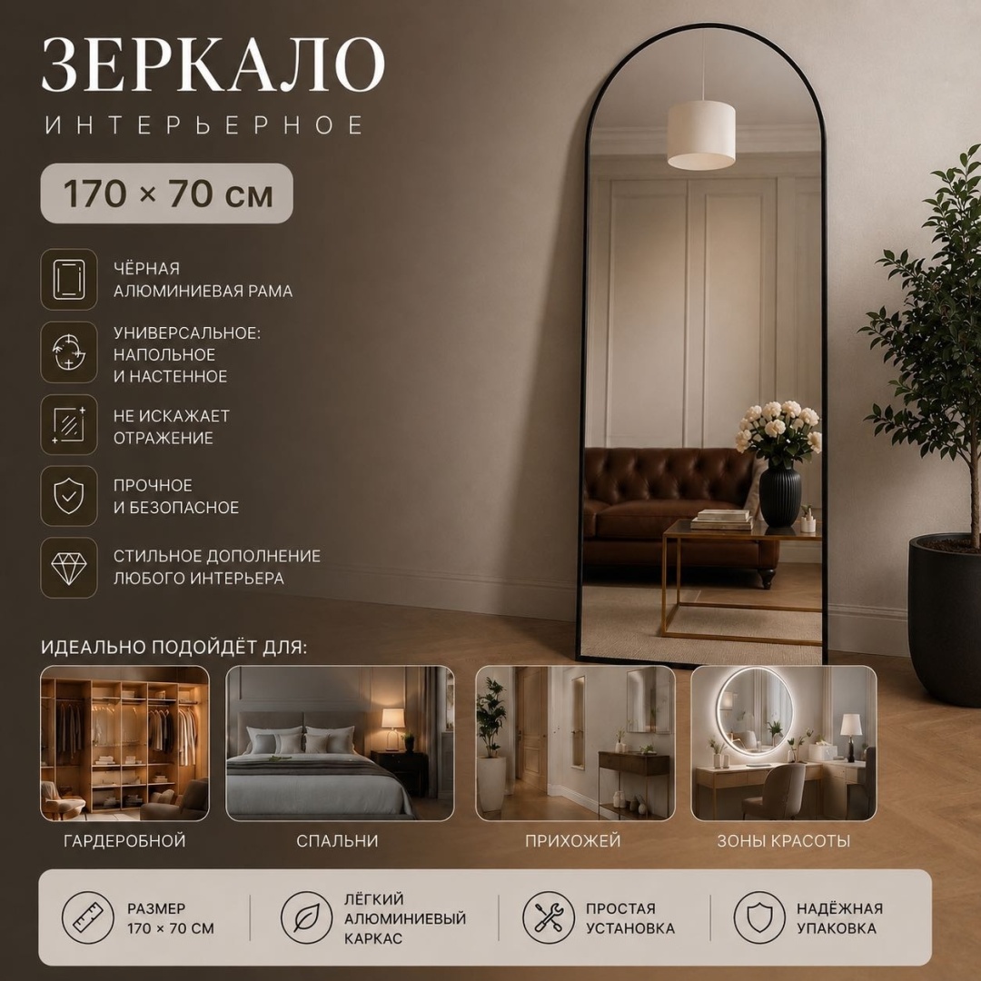 Зеркало настенное, напольное Ledlab SGM-705BL 70x170 см