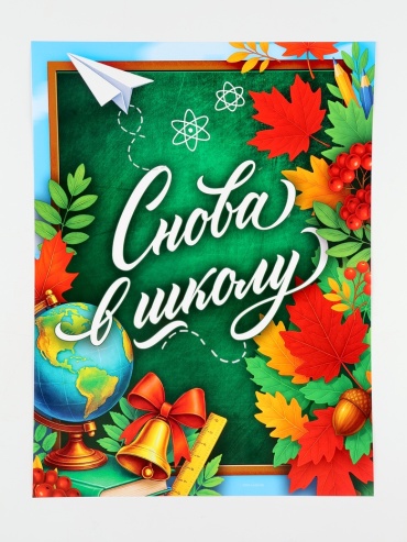 Плакат Снова в школу, A4, бумага