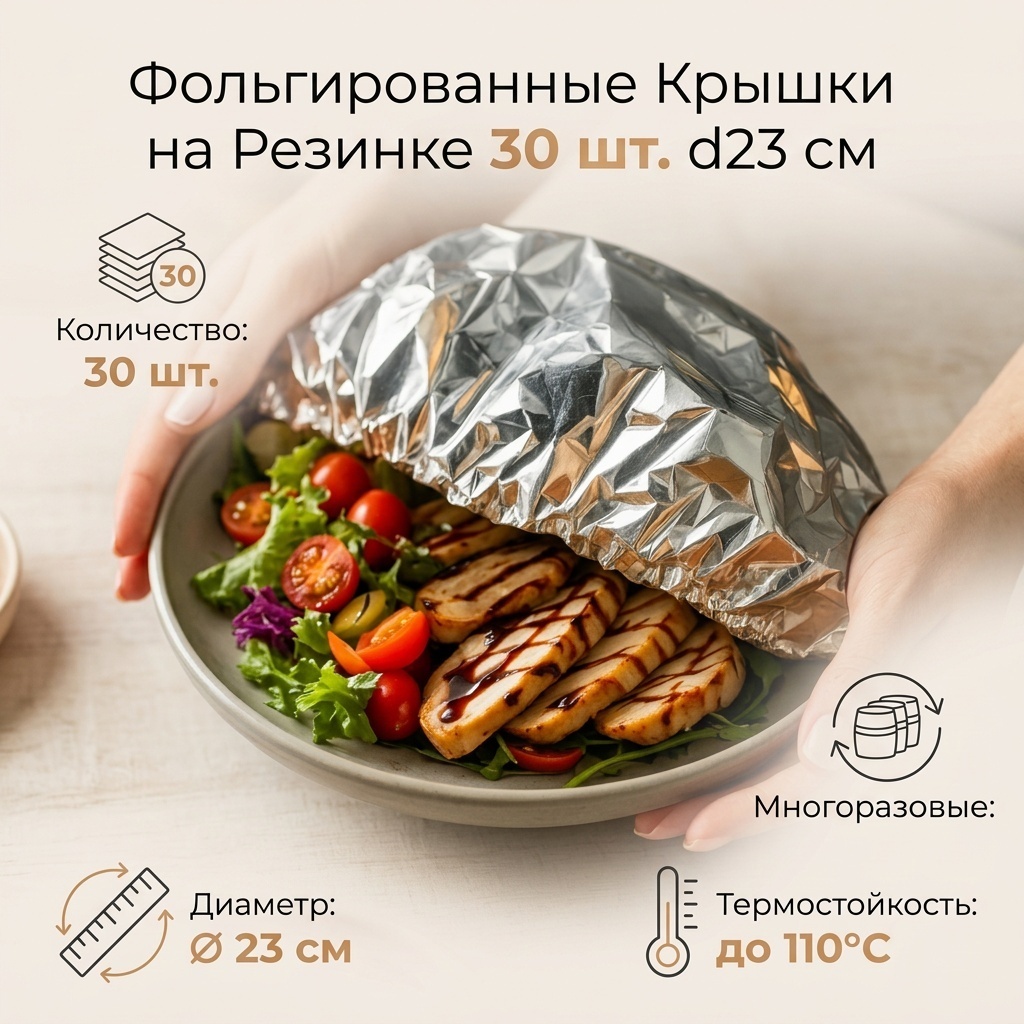 Мешочек Пакеты пищевые на резинке фольгированные 30 шт для хранения продуктов