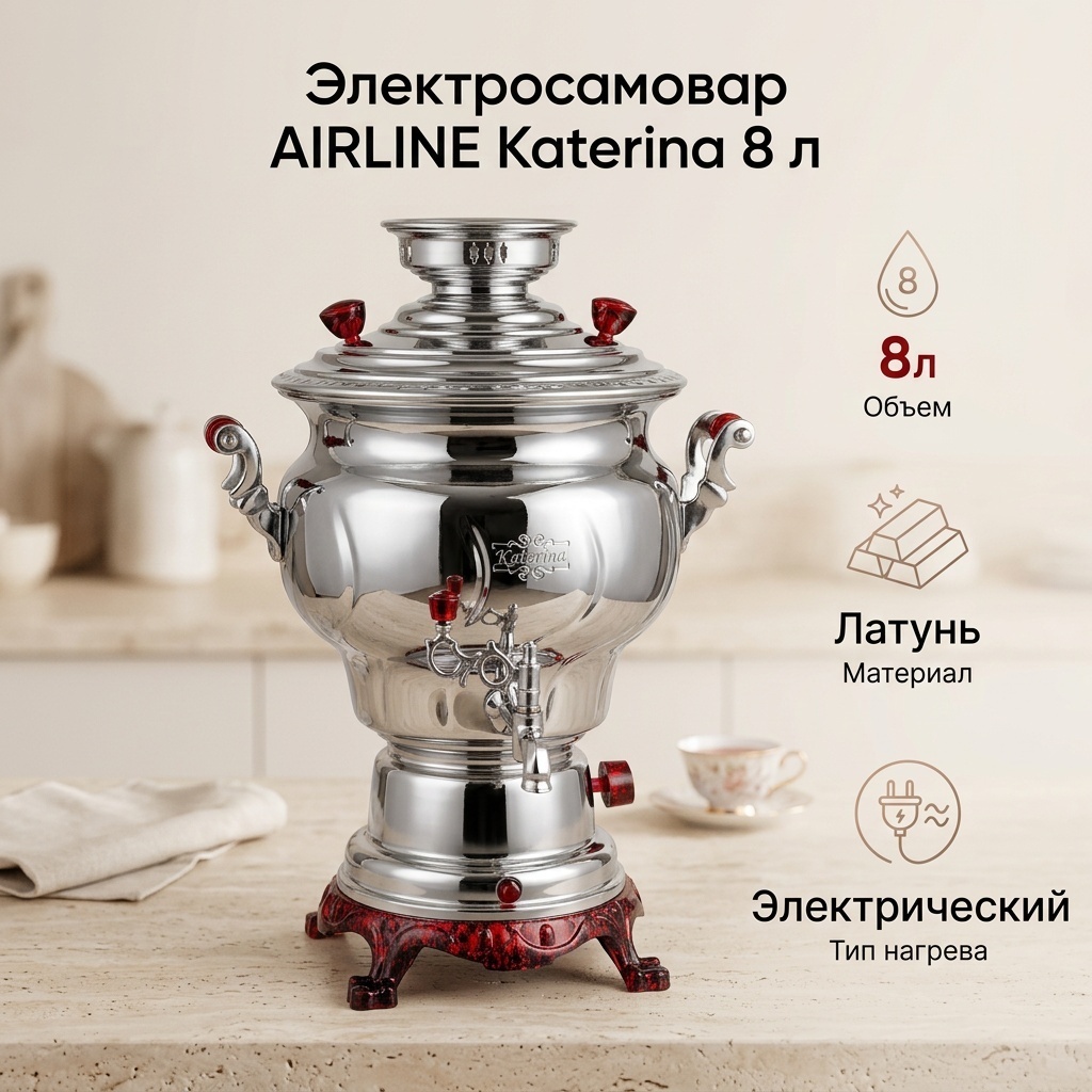 AIRLINE самовар 12445679 8 л, латунь
