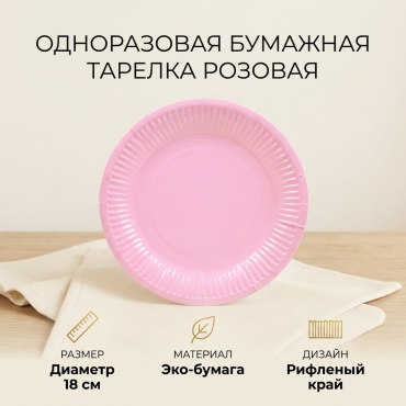 Тарелка 550-042/34 розовый 10 шт