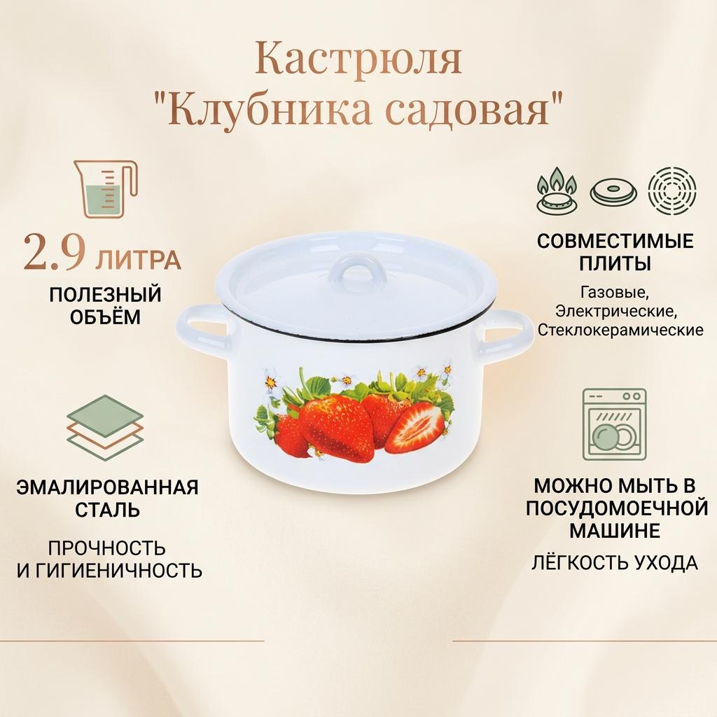 Кастрюля 2.9 л, СтальЭмаль 10116 эмаль