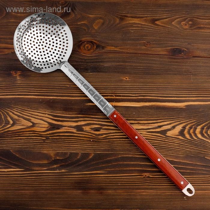Шумовка Шафран дерево, металл, 1 шт