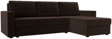 Угловой диван Nurjol 01 Home Linea, 245х70 см, обивка велюр, коричневый