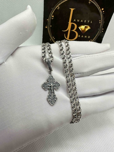 Колье JANASYL Brand К-67 длина 55 см вес 14 г серебро, без вставок
