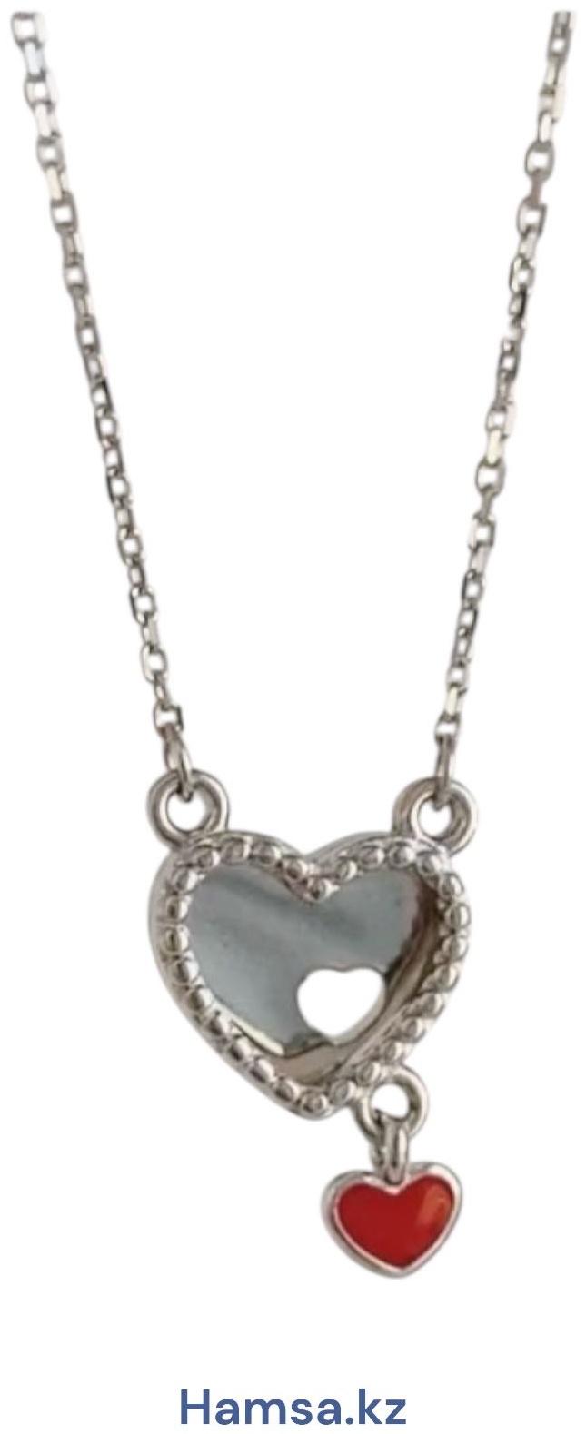 Колье Hamsa.kz Сердце длина 45 см вес 3.3 г серебро, эмаль