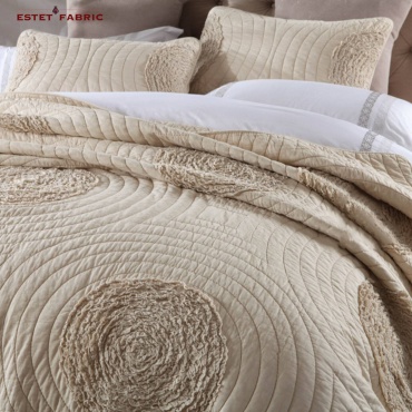 Покрывало с наволочками Estet fabric 230х250 см, хлопок, бежевый, молочный, светло - бежевый