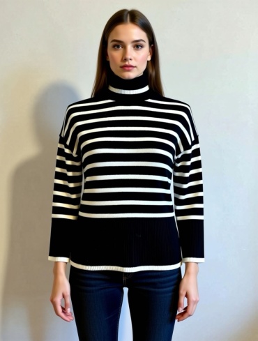 Водолазка FASHION черный, белый