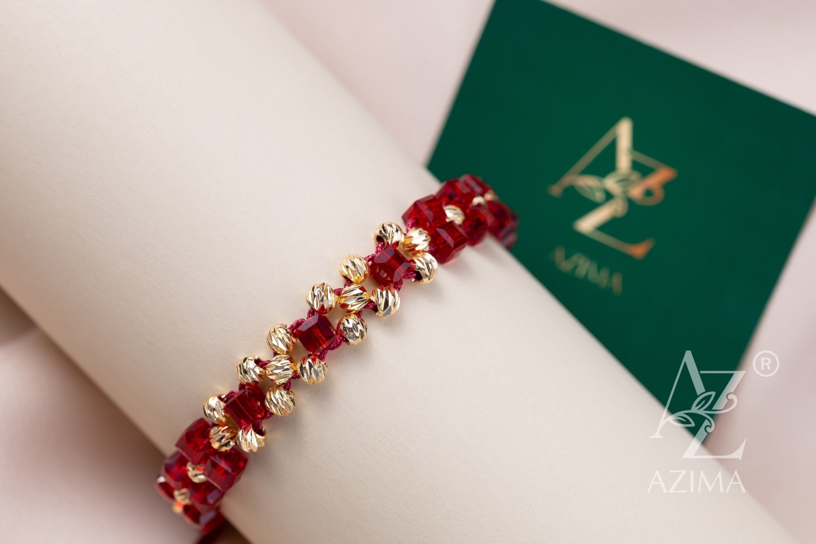 Браслет AZIMA GOLD1 AzimaGraSq длина 18 см, вес 0.8 г сплав покрытый золотом 14К, плетение веревка