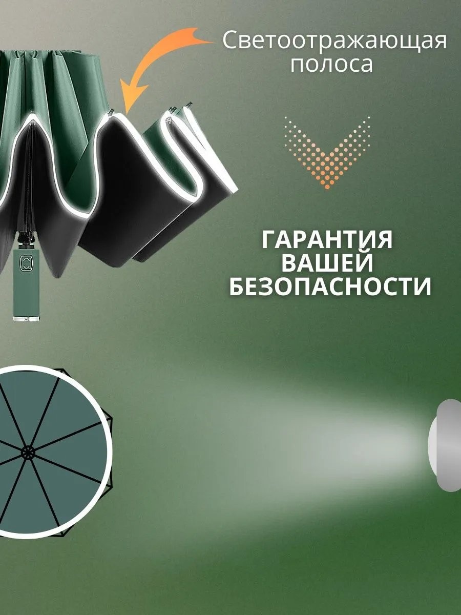 Складной зонт полуавтомат зеленый