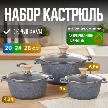 Набор кастрюль BOTASH HOME KN-86 3 в 1