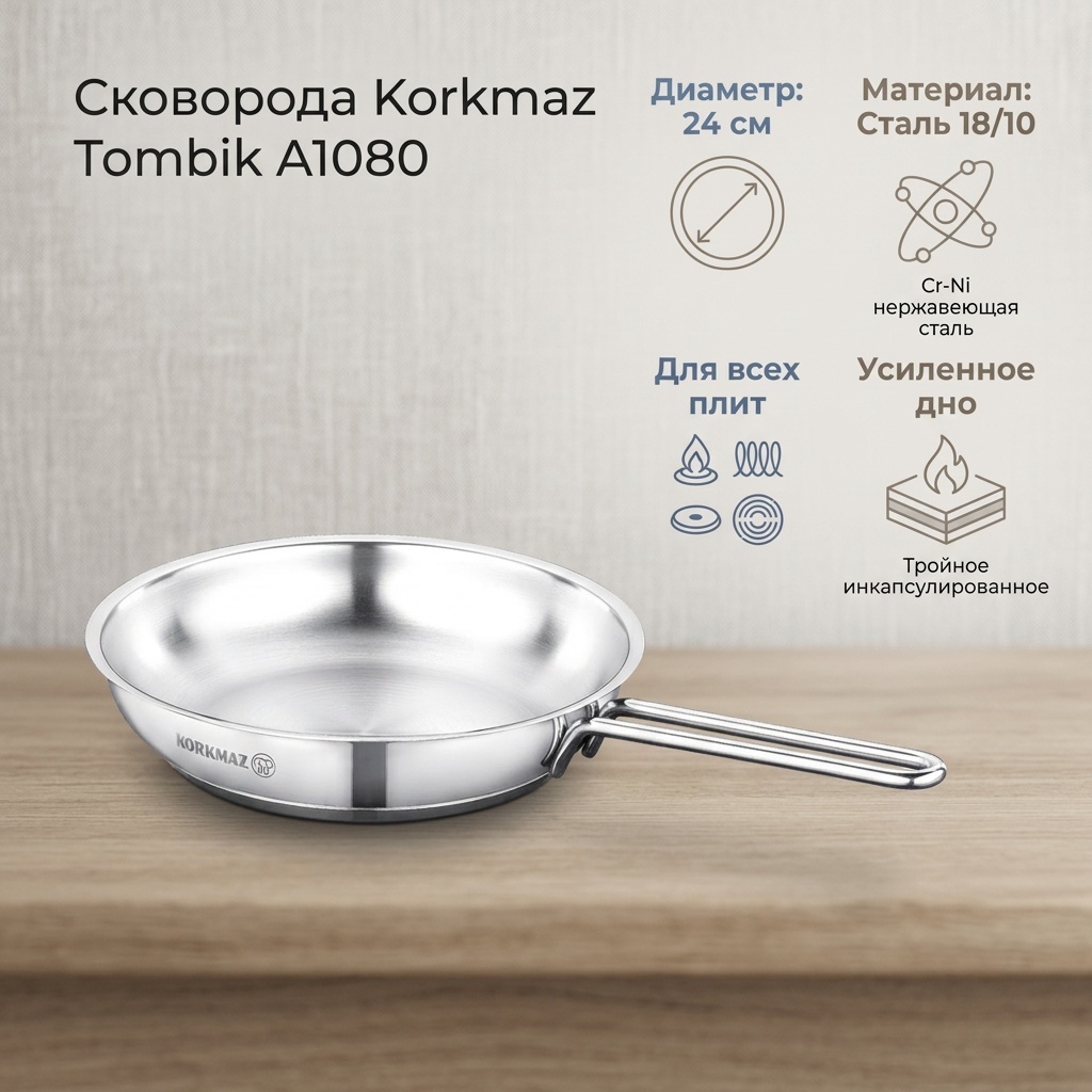 Сковорода Korkmaz Tombik 24 см , сталь