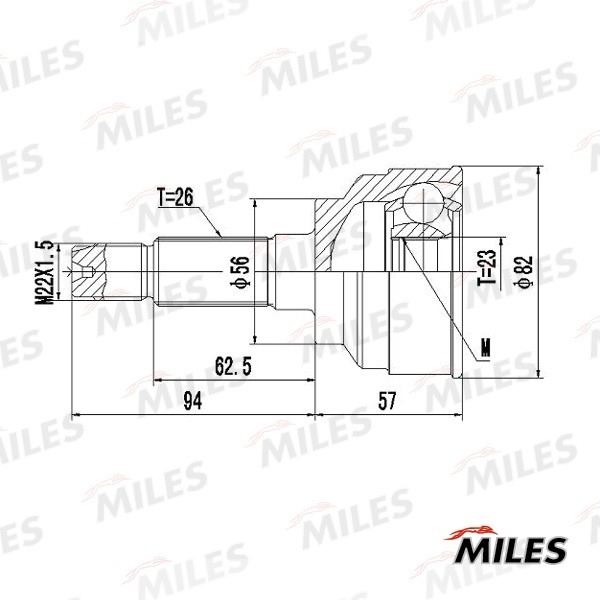 Miles шрус MAZDA 626 1.8/2.0D 87-97 нар.