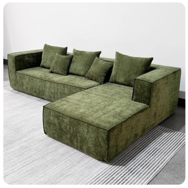 Угловой диван Green, 300х92 см, обивка велюр, зеленый