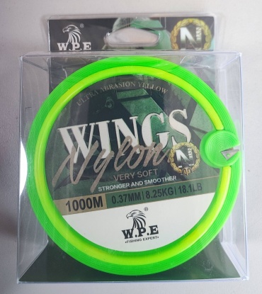 W.P.E монофильная леска WINGS Nylon 1000м 0.37 мм зеленый