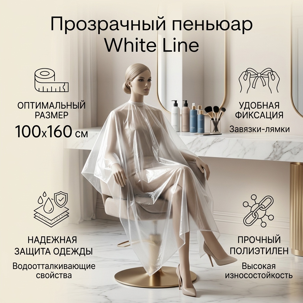 White Line пеньюар для покраски прозрачный 10 шт