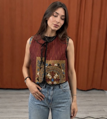Пиджак свободного кроя UMAYRA ETHNO WEAR Узоры бордовый