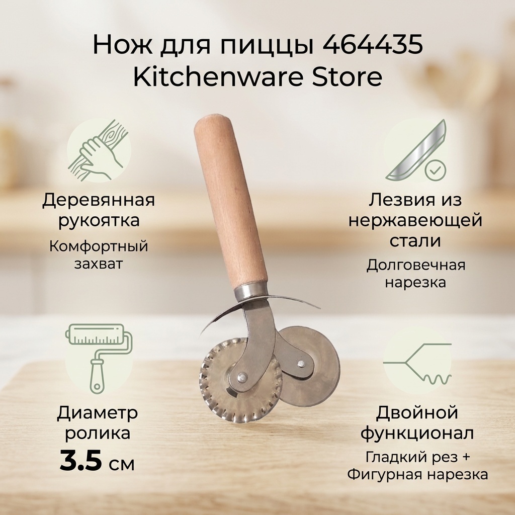 Нож для пиццы KITCHENWARE STORE, лезвие: нержавеющая сталь 1 шт