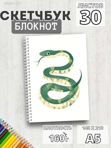 Скетчбук Медиа Мир 300086074, A5, 30 л, белый
