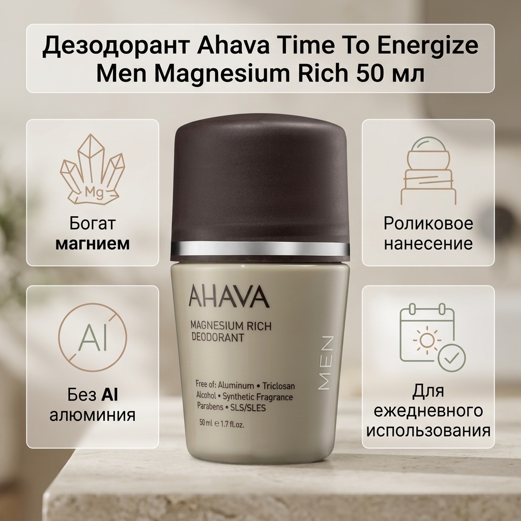 Ahava Time To Energize Men Magnesium Rich дезодорант для мужчин 50 мл