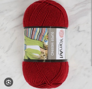 Моток YarnArt Super merino шерсть акрил 1175 темно красный 280 м 100 г