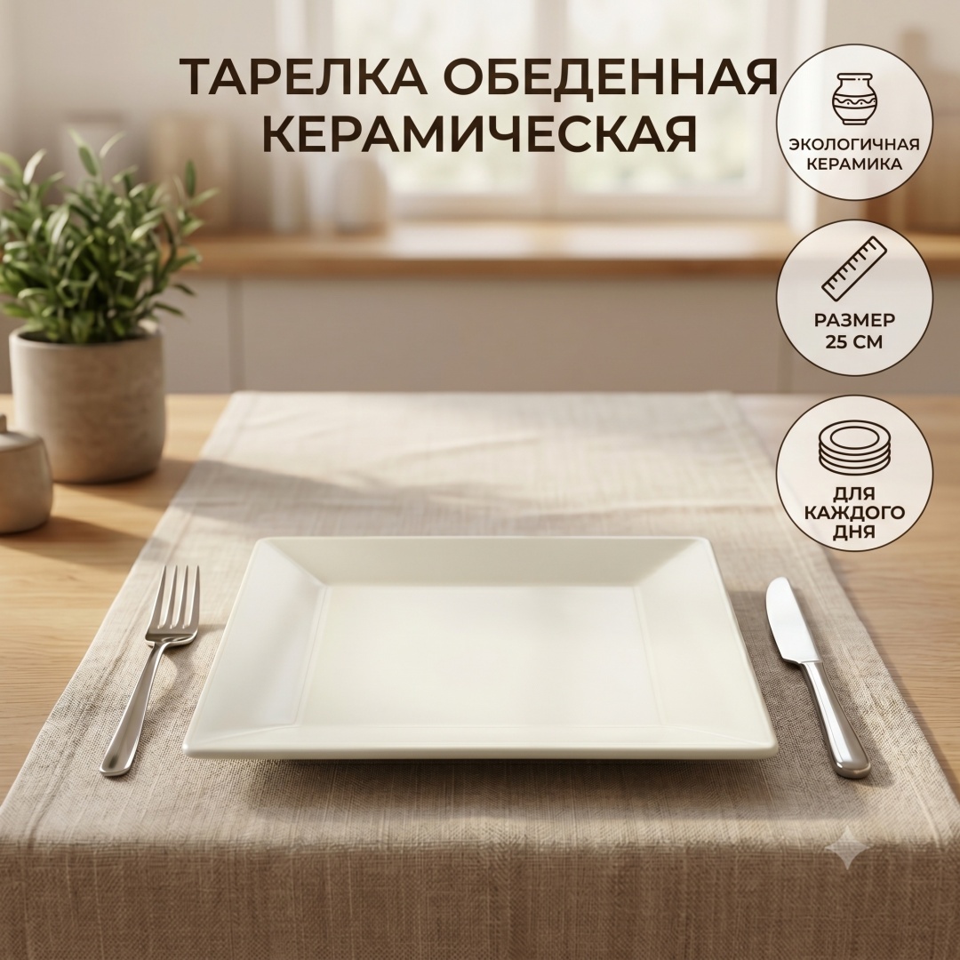 Тарелка 25 см, 1 шт, керамика