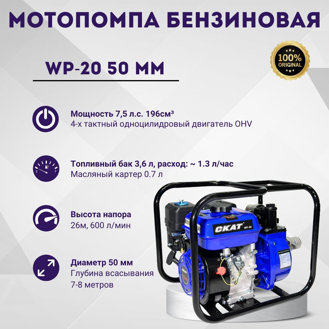 Мотопомпа СКАТ WP-20 50мм