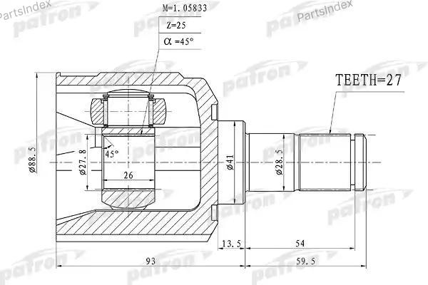 PATRON шрус внутренний PCV1160