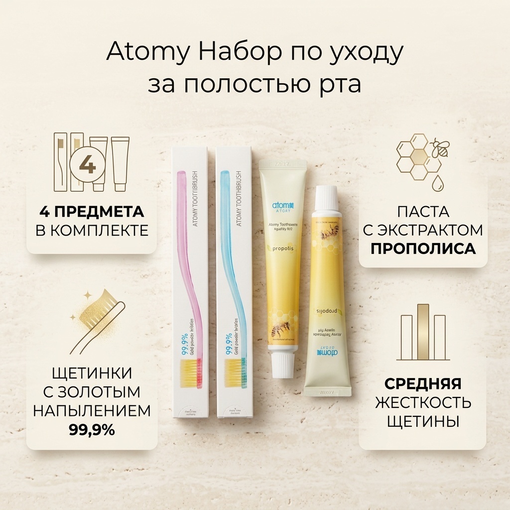 Atomy Набор по уходу за полостью рта набор по уходу за полостью рта средняя 4 шт