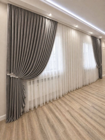 Комплект 800x280 см 3 шт, велюр, серый