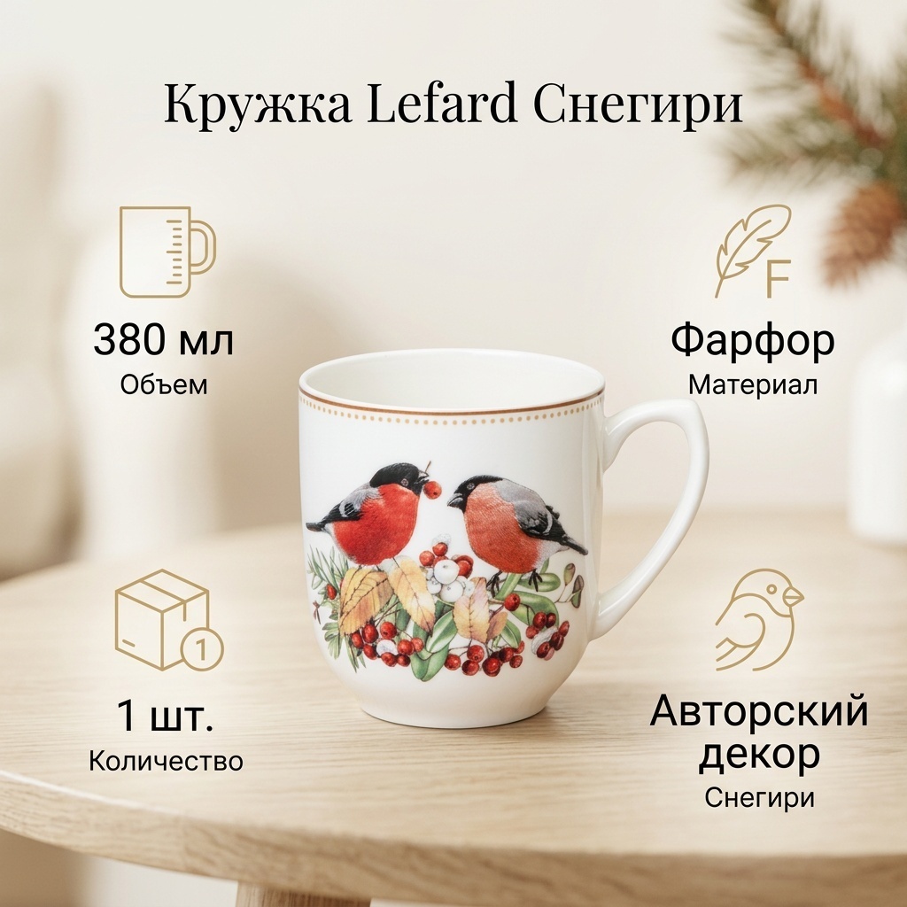 Кружка Lefard , 380 мл, фарфор, 1 шт.