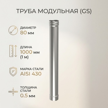 (GS) Труба модульная 1,0м, 80, AISI 430/0,5мм