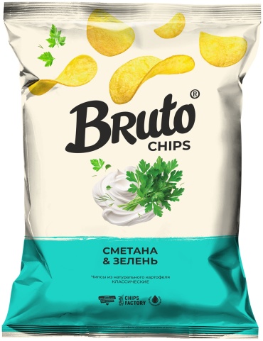 Чипсы Bruto картофельные сметана и зелень 120 г
