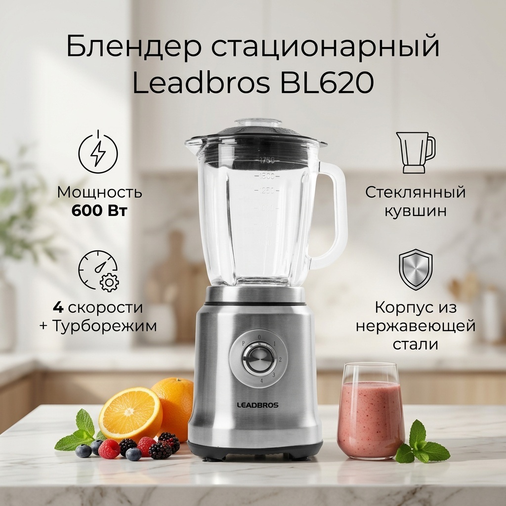 Блендер стационарный Leadbros BL620 серебристый