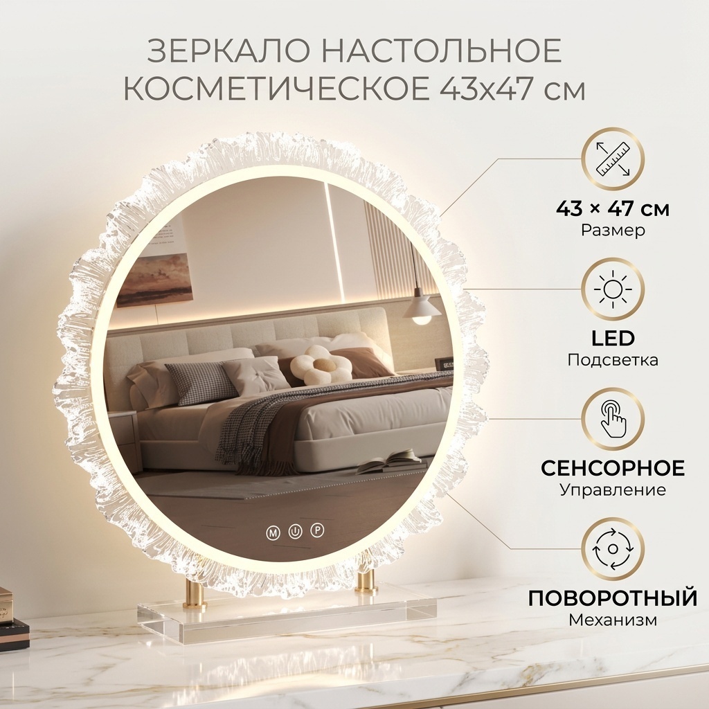 Зеркало настольное косметическое 43*47 см