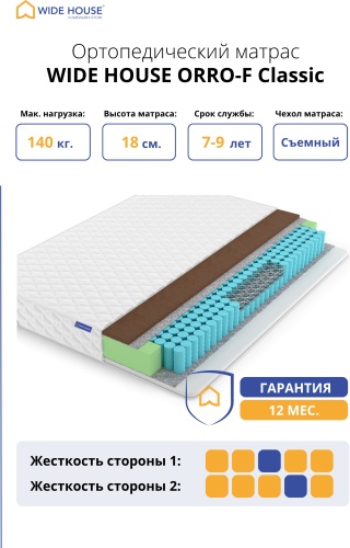 Матрас WIDE HOUSE ORRO-F Classic, 150x190x18 см