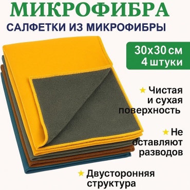 Тряпка универсальная 008 4 шт, микрофибра