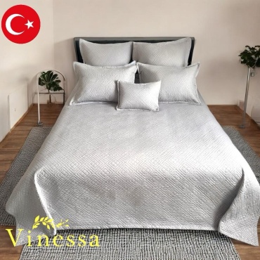 Покрывало с наволочками Vinessa 220х160 см, хлопок, микрофибра, серый