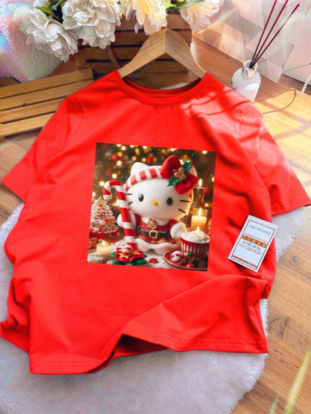 Футболка Хеллоу Китти Рождество Hello Kitty TMH_TREND.KZ красный