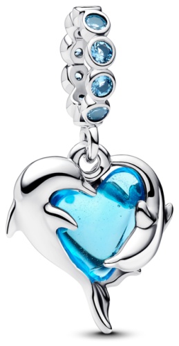 Шарм PANDORA «Дельфины» 793924C01 вес 1,86 г серебро, кристалл, муранское стекло