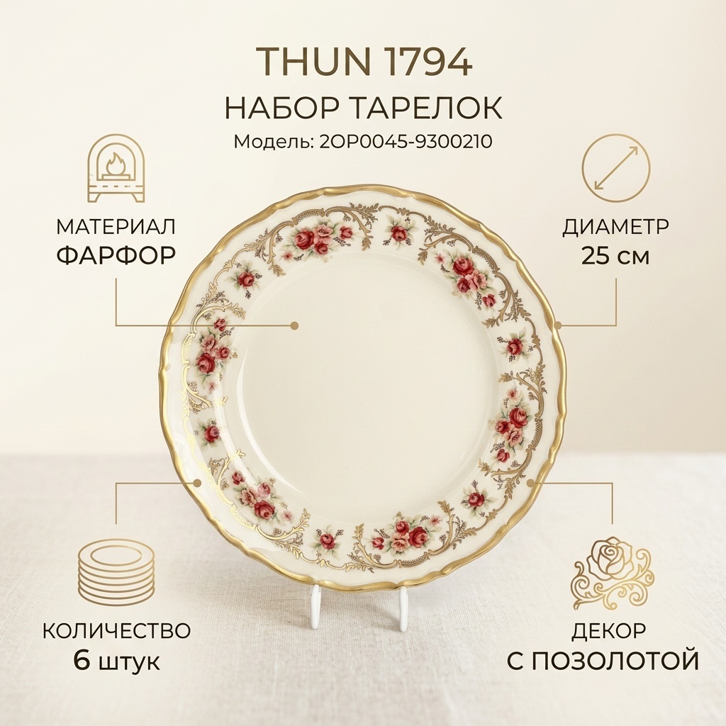 Набор тарелок Thun 1794 25 см, 6 шт, фарфор