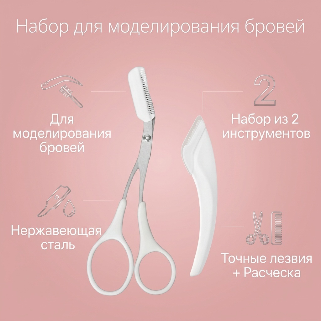 Ножницы для выравнивания, инструмент для расчесывания ресниц 2 шт