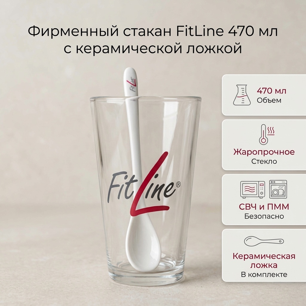 Стакан FitLine 470 мл, стекло, жаропрочное стекло, 1 шт