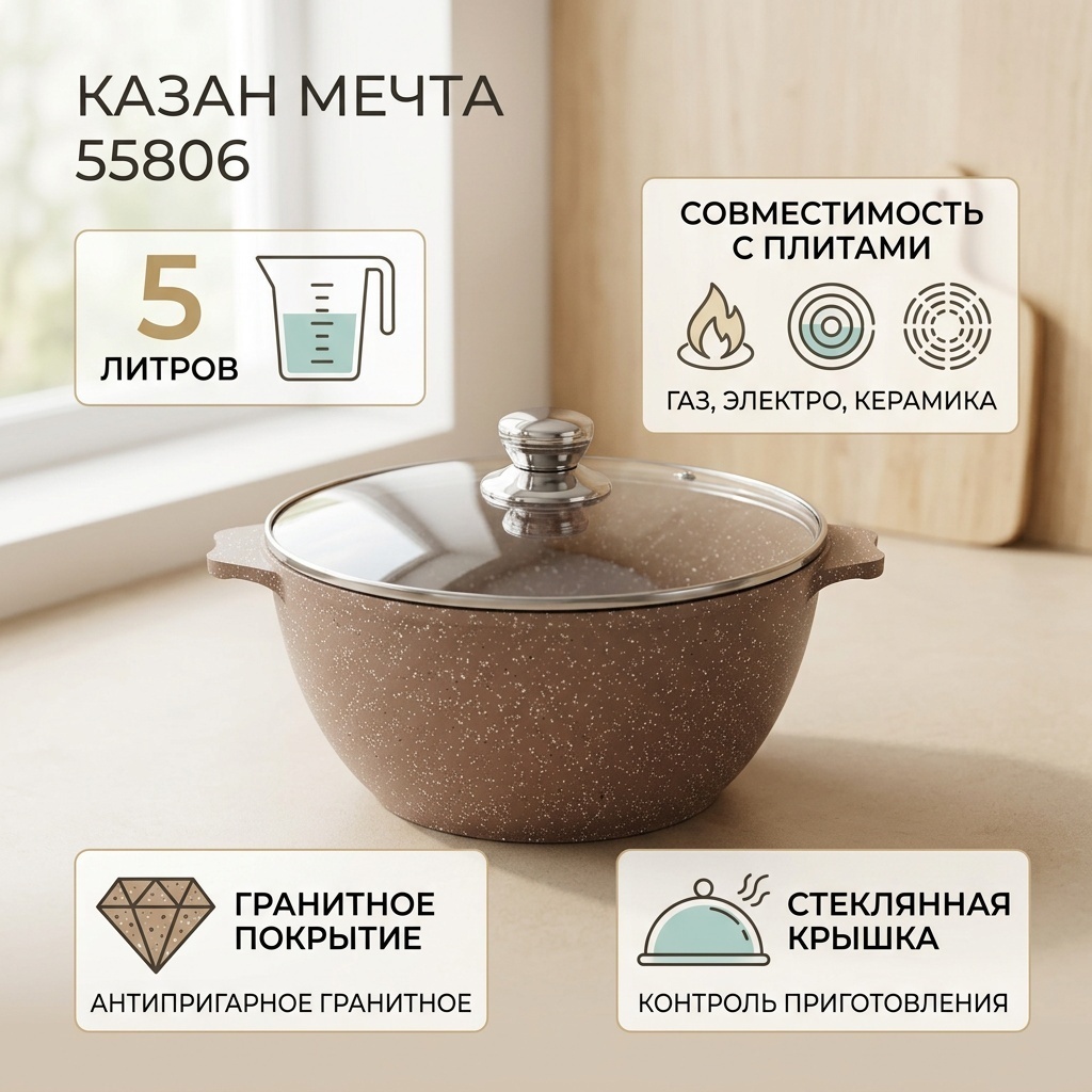 Казан Мечта 5 л, алюминий