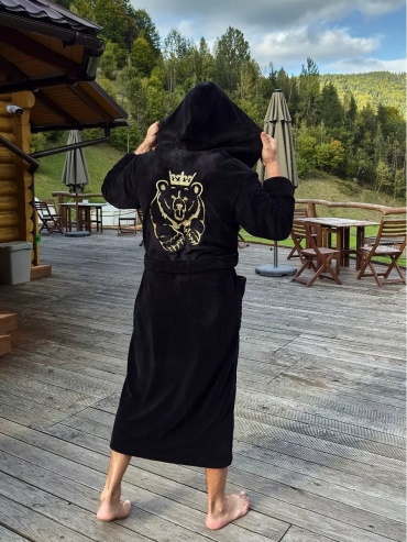 Махровый халат черный
