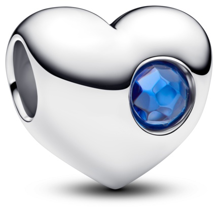 Шарм PANDORA «Сердце» с синим камнем для гравировки 794161C09 вес 2,57 г серебро, кристалл