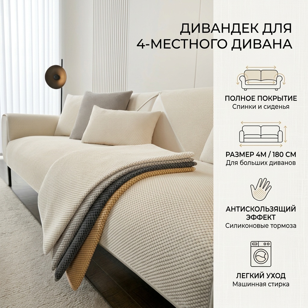 Дивандек для дивана 30204057_256046646 белый 4м/180 см